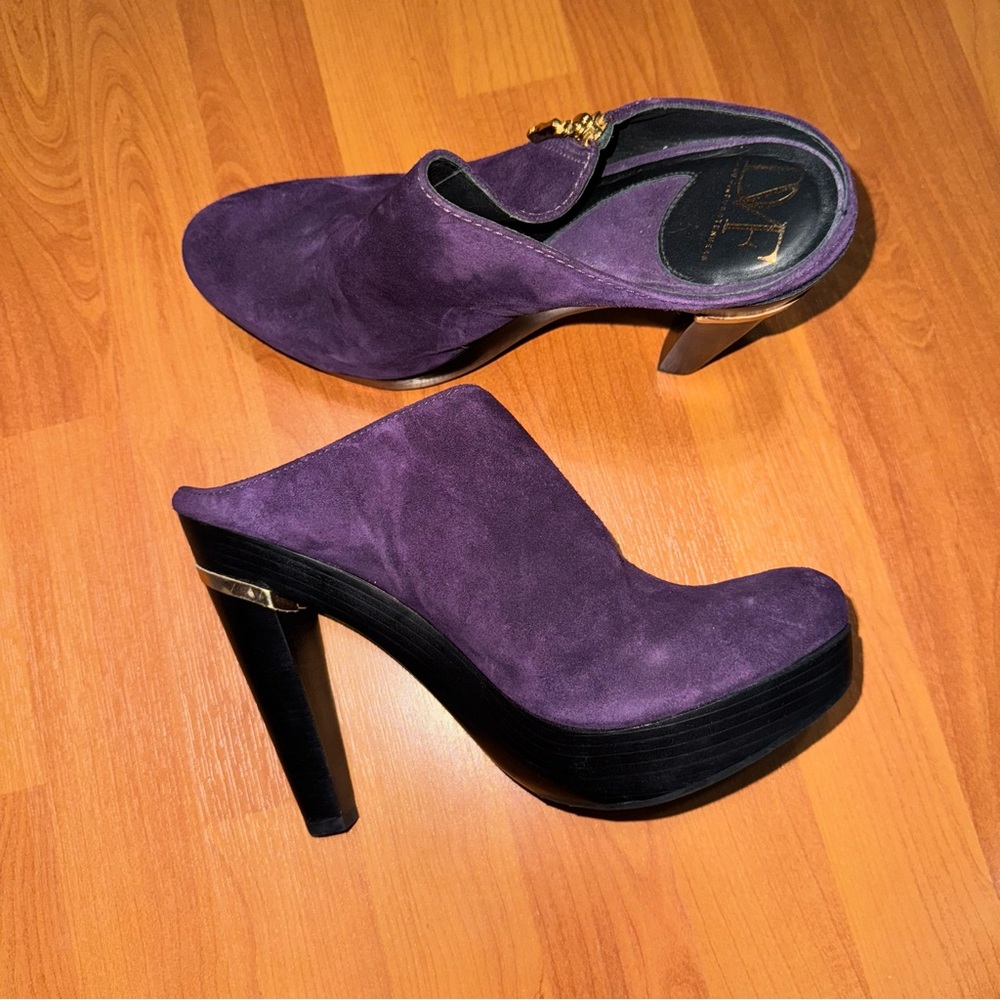 Diane Von Furstenberg Purple Suede Mules